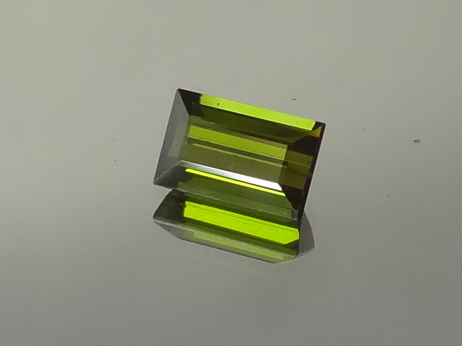Olive green Tourmaline for sale faceted in rectangle. 