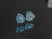 Matching pair of sky blue Zircon trialble/trillion calibrated at 6mm from Cambodia