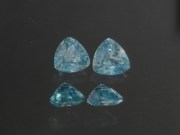 Matching pair of sky blue Zircon trialble/trillion calibrated at 6mm from Cambodia