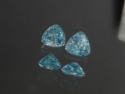 Matching pair of sky blue Zircon trialble/trillion calibrated at 6mm from Cambodia