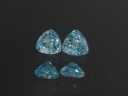 Matching pair of sky blue Zircon trialgle/trillion calibrated at 6mm from Cambodia