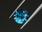 7.5mm precision brilliant cut blue zircon with excellent B grade color. 