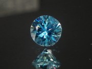 7.5mm precision brilliant cut blue zircon with excellent B grade color. 