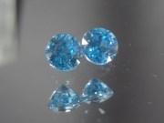 Matching pair of deep Swiss blue Zircon round calibrated at 5mm from Cambodia