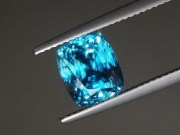 Strong and classic natural blue Zircon loose gemstone of 6 carats, cut in cushion, affordable and good value for money gem