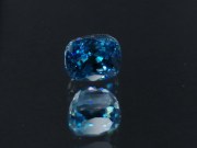 Blue Zircon cut in cushion, perfectly clean and affordable B+ color grade