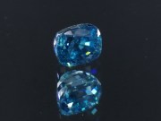 Blue Zircon cut in cushion, perfectly clean and affordable B+ color grade