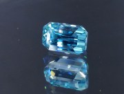 Cambolite (Blue Zircon) Gemstone: 7.7 Carats Trimmed Baguette (Octagon / Step Cut) Sky Blue C-Grade Blue Zircon Rectangle