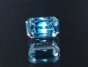 Cambolite (Blue Zircon) Gemstone: 7.7 Carats Trimmed Baguette (Octagon / Step Cut) Sky Blue C-Grade Blue Zircon Rectangle