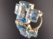 Purchase large emerald cut blue Zircon bi-color gemstone white and blue. 