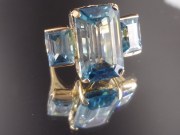 Purchase large emerald cut blue Zircon bi-color gemstone white and blue. 