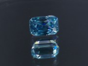 6ct+ trimmed baguette (octagon / step cut) deep B grade blue zircon from Cambodia