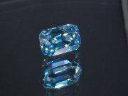 6ct+ trimmed baguette (octagon / step cut) deep B grade blue zircon from Cambodia