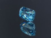 6ct+ trimmed baguette (octagon / step cut) deep B grade blue zircon from Cambodia