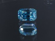 6ct+ trimmed baguette (octagon / step cut) deep B grade blue zircon from Cambodia