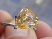 Nice colour zoning in this Trillion cut Citrine (Yellow Quartz)