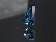 Grade AAA color, rare extremely high hue fancy tapered baguette / trapezoid natural blue zircon of 6.59ct