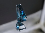 Grade AAA color, rare extremely high hue fancy tapered baguette / trapezoid natural blue zircon of 6.59ct