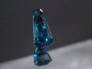 Grade AAA color, rare extremely high hue fancy tapered baguette / trapezoid natural blue zircon of 6.59ct