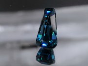 Grade AAA color, rare extremely high hue fancy tapered baguette / trapezoid natural blue zircon of 6.59ct