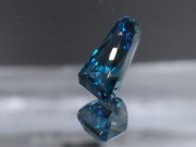 Grade AAA color, rare extremely high hue fancy tapered baguette / trapezoid natural blue zircon of 6.59ct