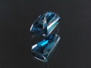 Grade AAA color, rare extremely high hue fancy tapered baguette / trapezoid natural blue zircon of 6.59ct