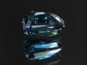 Grade AAA color, rare extremely high hue fancy tapered baguette / trapezoid natural blue zircon of 6.59ct