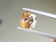 3ct+ Unheated Orange-Yellow-Golden-Salmon Cushion Shiny Natural Zircon from Pailin Cambodia. 