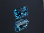 Cambolite Gem: 6ct+ Trimmed Baguette (Octagon / Step Cut) Deep A Grade Blue Zircon from Cambodia