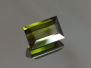 Olive green Tourmaline for sale faceted in rectangle. 