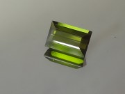 Olive green Tourmaline for sale faceted in rectangle. 