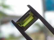 Olive green Tourmaline for sale faceted in rectangle. 