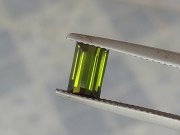 Olive green Tourmaline for sale faceted in rectangle. 