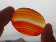 Beautiful 88 carats wide and flat Chalcedony cabochon from Cambodia. 