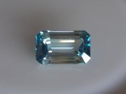 Purchase large emerald cut blue Zircon bi-color gemstone white and blue. 