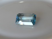 Purchase large emerald cut blue Zircon bi-color gemstone white and blue. 