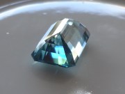 Purchase large emerald cut blue Zircon bi-color gemstone white and blue. 