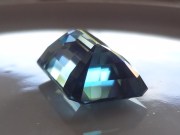 Purchase large emerald cut blue Zircon bi-color gemstone white and blue. 