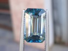 Purchase large emerald cut blue Zircon bi-color gemstone white and blue. 