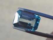 Purchase large emerald cut blue Zircon bi-color gemstone white and blue. 