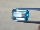 Purchase large emerald cut blue Zircon bi-color gemstone white and blue. 