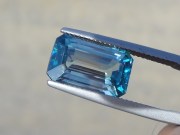 Purchase large emerald cut blue Zircon bi-color gemstone white and blue. 