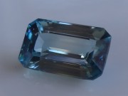 Purchase large emerald cut blue Zircon bi-color gemstone white and blue. 