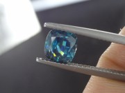 Atypical Deep Blue to Turquoise Zircon 3.31ct Cushion