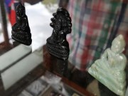 Buddha and Ganesha Carvings made of Tektite, Amethyst, Topaz, Ruby, Mother of Pearl, Marble, Bone, Ivory and more. 