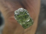 Pretty Olive Green Moldavite Crystal Specimen from Czech Republic