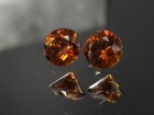 6.5mm wide calibrated pair of Hyacinth deep reddish orange natural zircon cut in round brilliant shape for earrings or studs jewelry