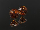6.5mm wide calibrated pair of Hyacinth deep reddish orange natural zircon cut in round brilliant shape for earrings or studs jewelry