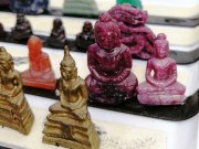 Buddha and Ganesha Carvings made of Tektite, Amethyst, Topaz, Ruby, Mother of Pearl, Marble, Bone, Ivory and more. 