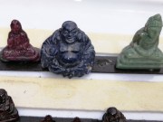 Buddha and Ganesha Carvings made of Tektite, Amethyst, Topaz, Ruby, Mother of Pearl, Marble, Bone, Ivory and more. 